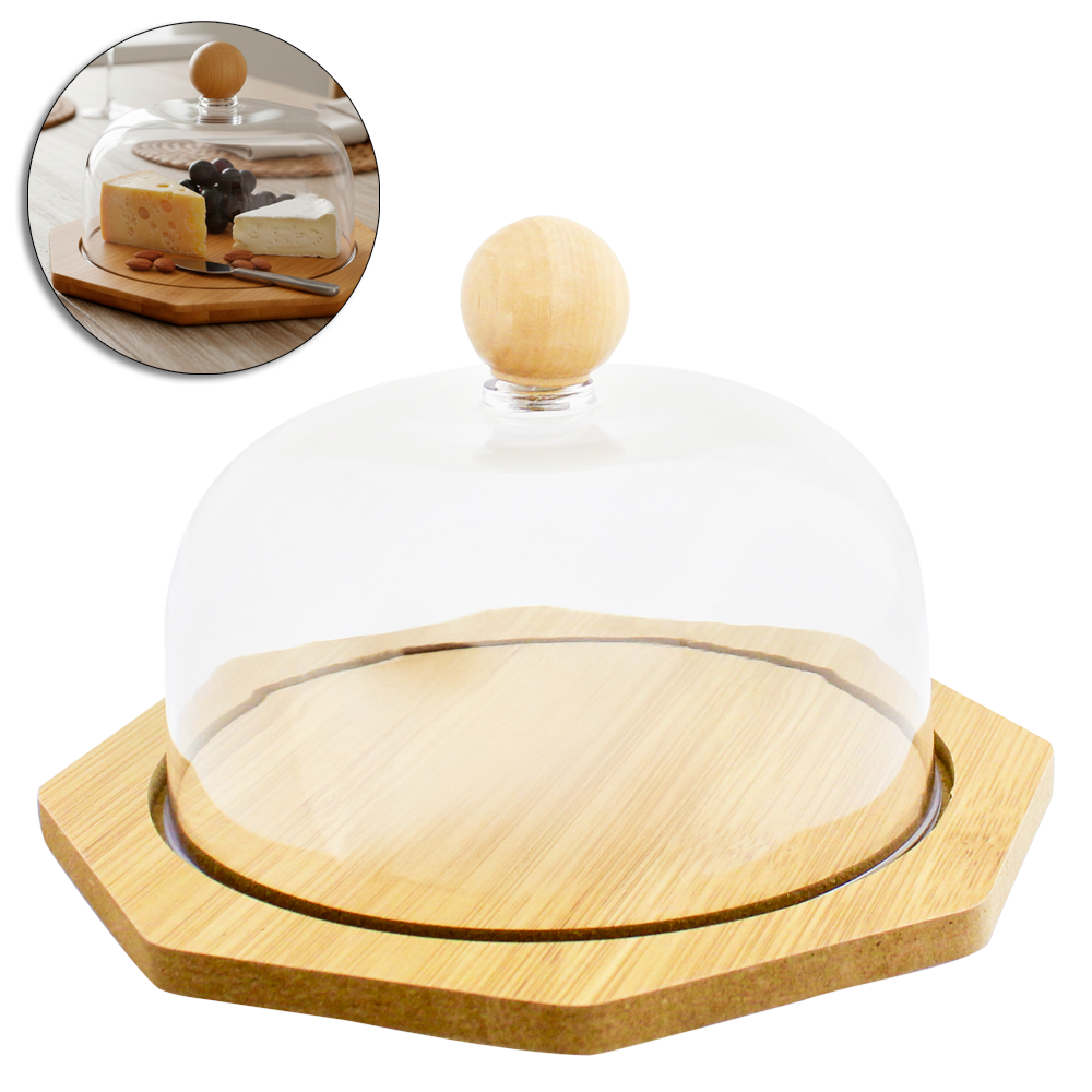 QUEIJEIRA DE MDF ( BAMBU ) COM TAMPA DE ACRILICO 16X9,5CM