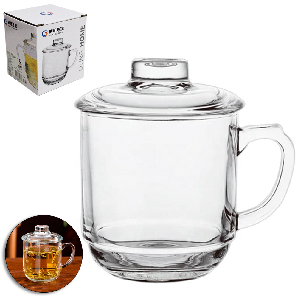 CANECA DE VIDRO COM TAMPA LIVING HOME 280ML