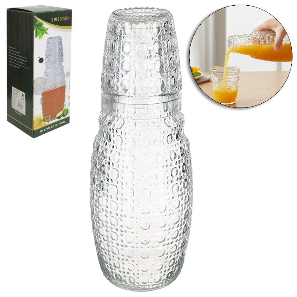 MORINGA DE VIDRO 1100ML COM COPO 250ML