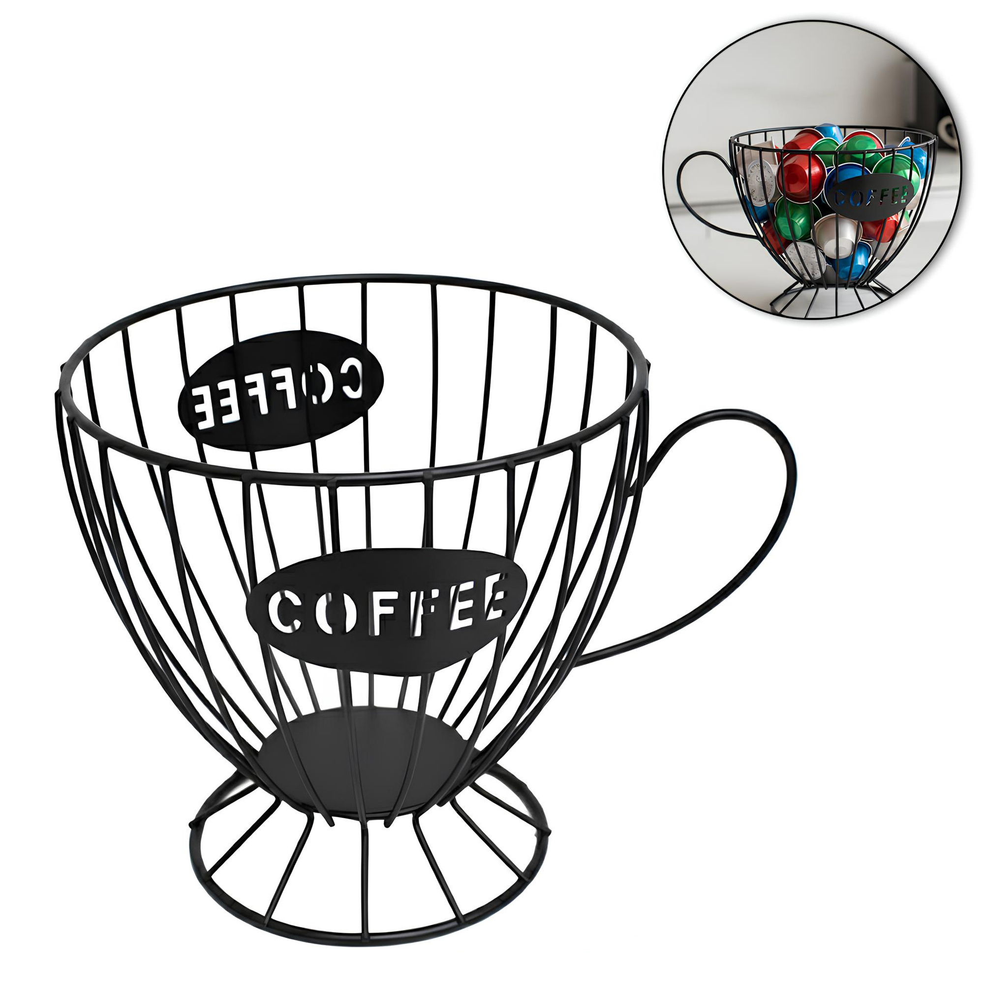 PORTA CAPSULAS DE CAFE COFFEE ARAMADO XICARA 19,5X15X14,5CM