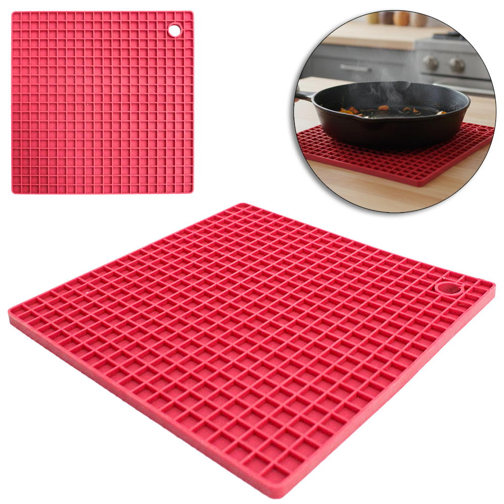 DESCANSO DE PANELA DE SILICONE QUADRADO VERMELHO 17CM