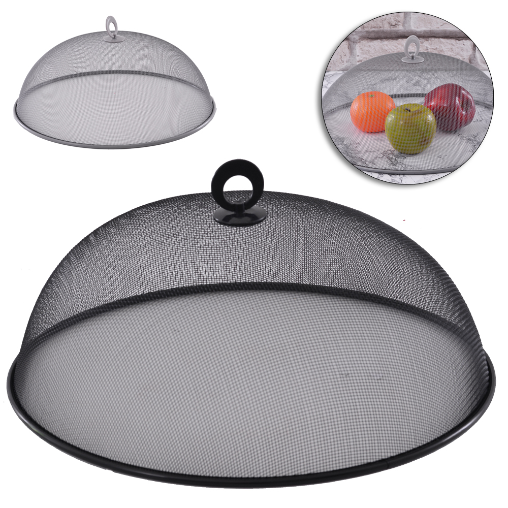 TAMPA / TELA PROTETORA DE METAL PARA ALIMENTOS COM ALCA DE PLASTICO BLACK 15X35CM DE Ø