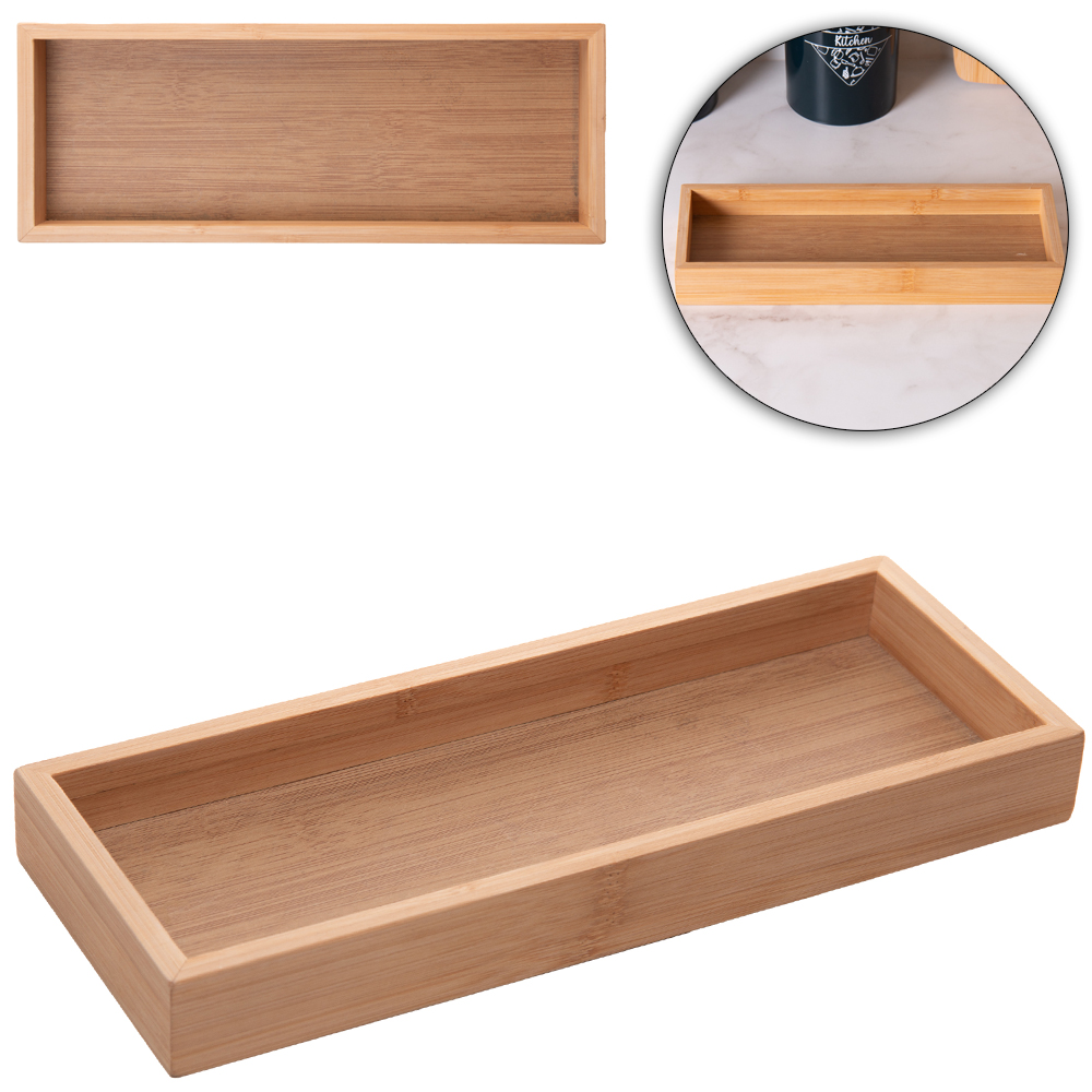 BANDEJA DE BAMBU RETANGULAR 28X11X3CM