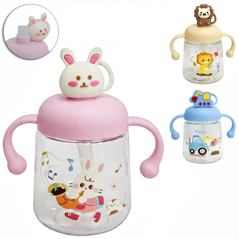 COPO BABY COM TAMPA E CANUDO + ALCA DE PLASTICO 450ML