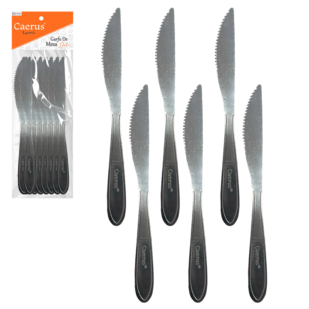 FACA DE MESA DE INOX DELI COM 6 PECAS 21,5CM