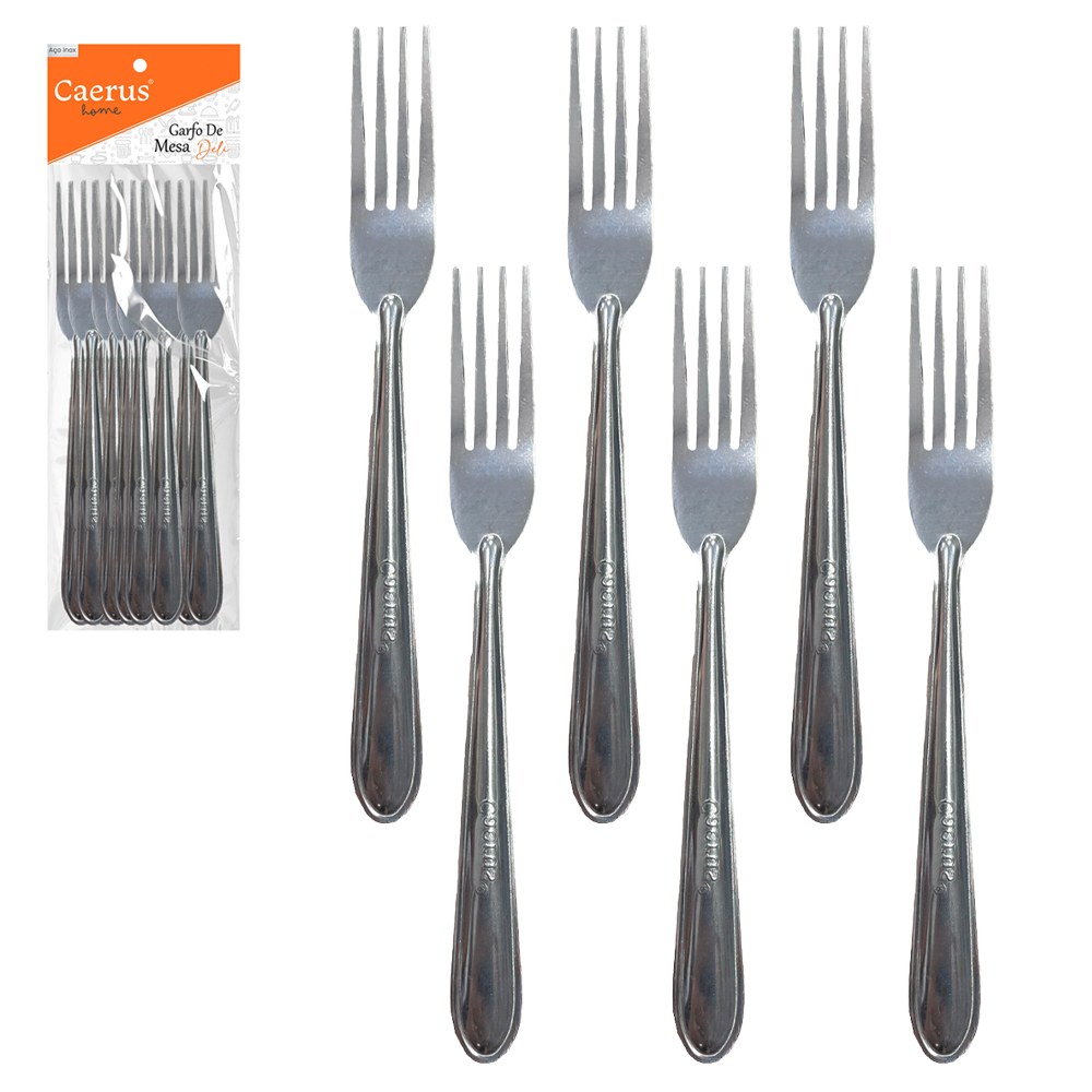 GARFO DE MESA DE INOX DELI COM 6 PECAS 18CM