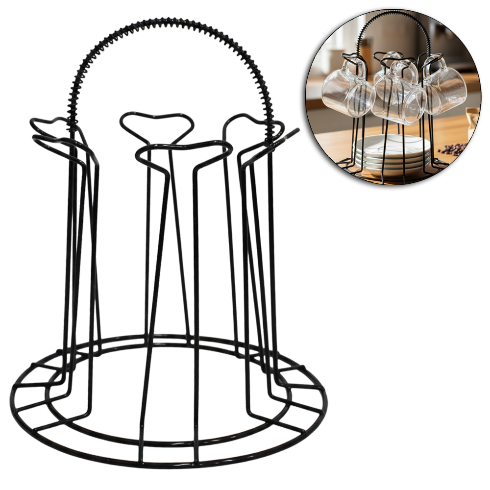 ESCORREDOR SECADOR DE COPOS DE PIA ARAMADO BLACK PARA 6 COPOS 20X17CM DE Ø