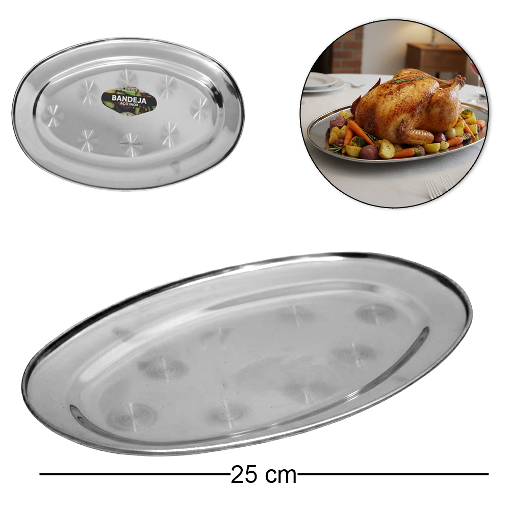 BANDEJA DE INOX TRAVESSA OVAL RASA 25X16,5CM