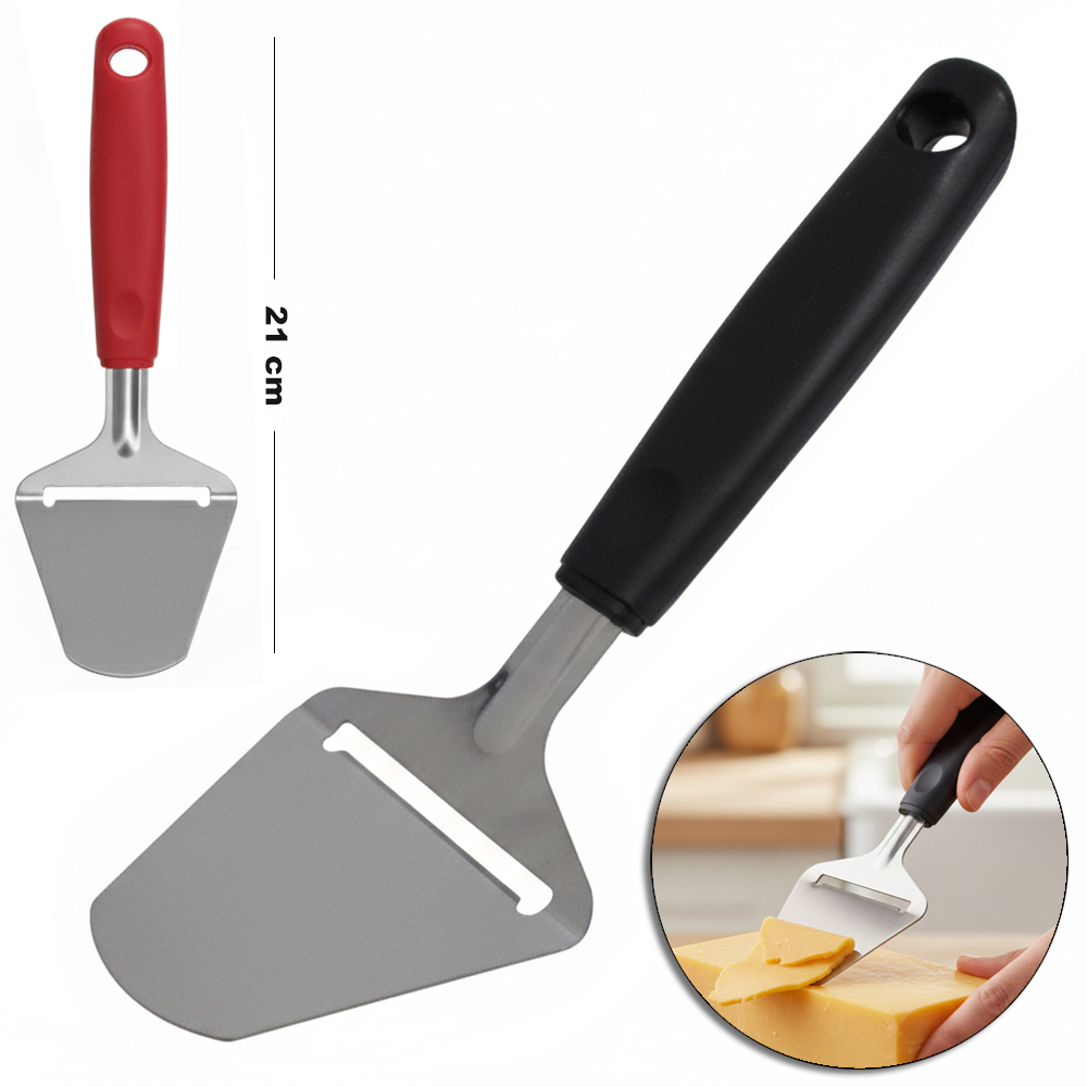 PLAINA DE QUEIJO DE INOX CABO PLASTICO VERMELHO E PRETO BLACK LINE 21X7,5CM