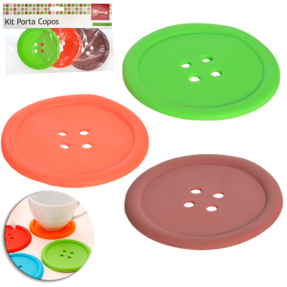 PORTA COPO DE PVC REDONDO BOTAO COM 3 PECAS 8,5CM DE Ø