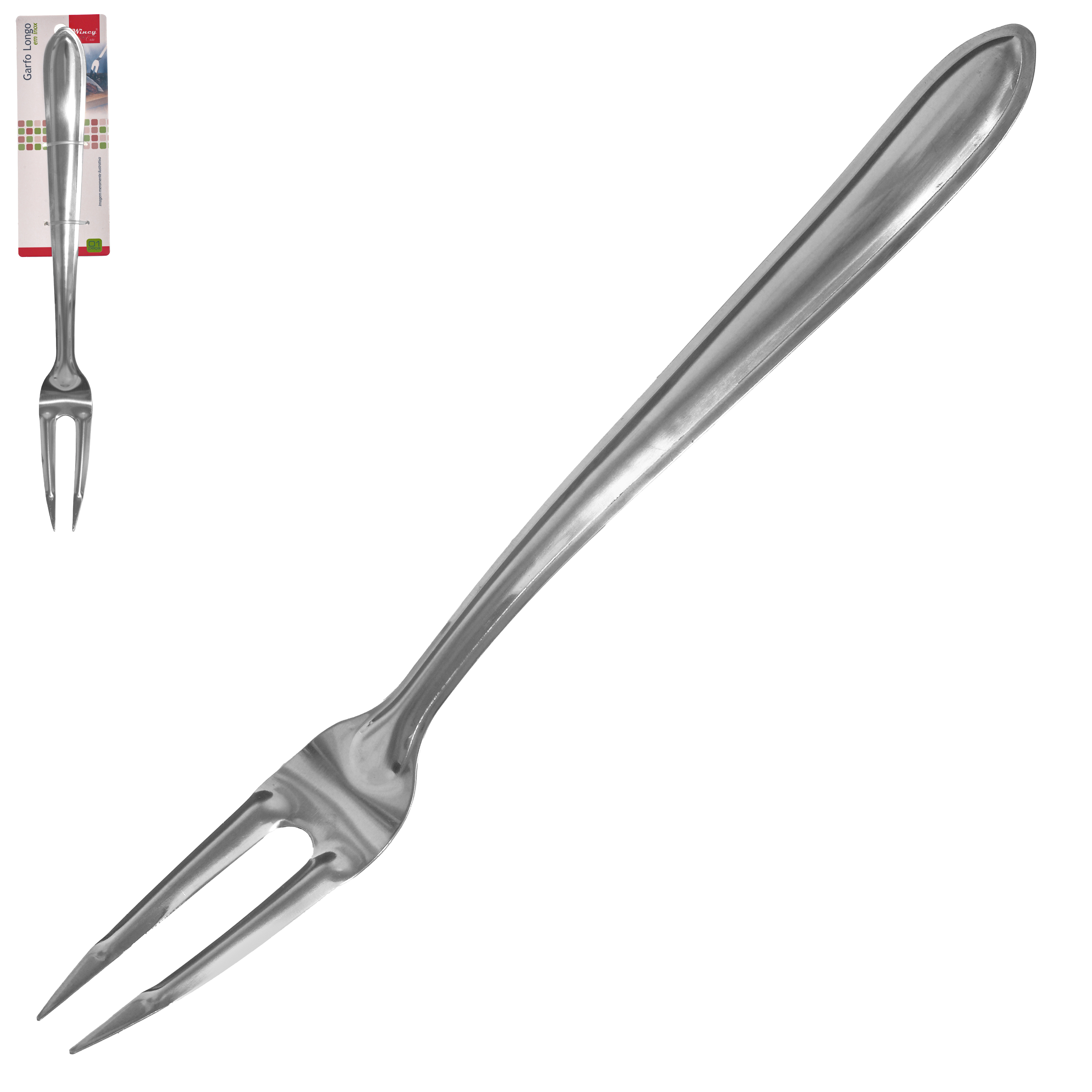 GARFO TRINCHANTE DE INOX PARA CHURRASCO 32,5CM