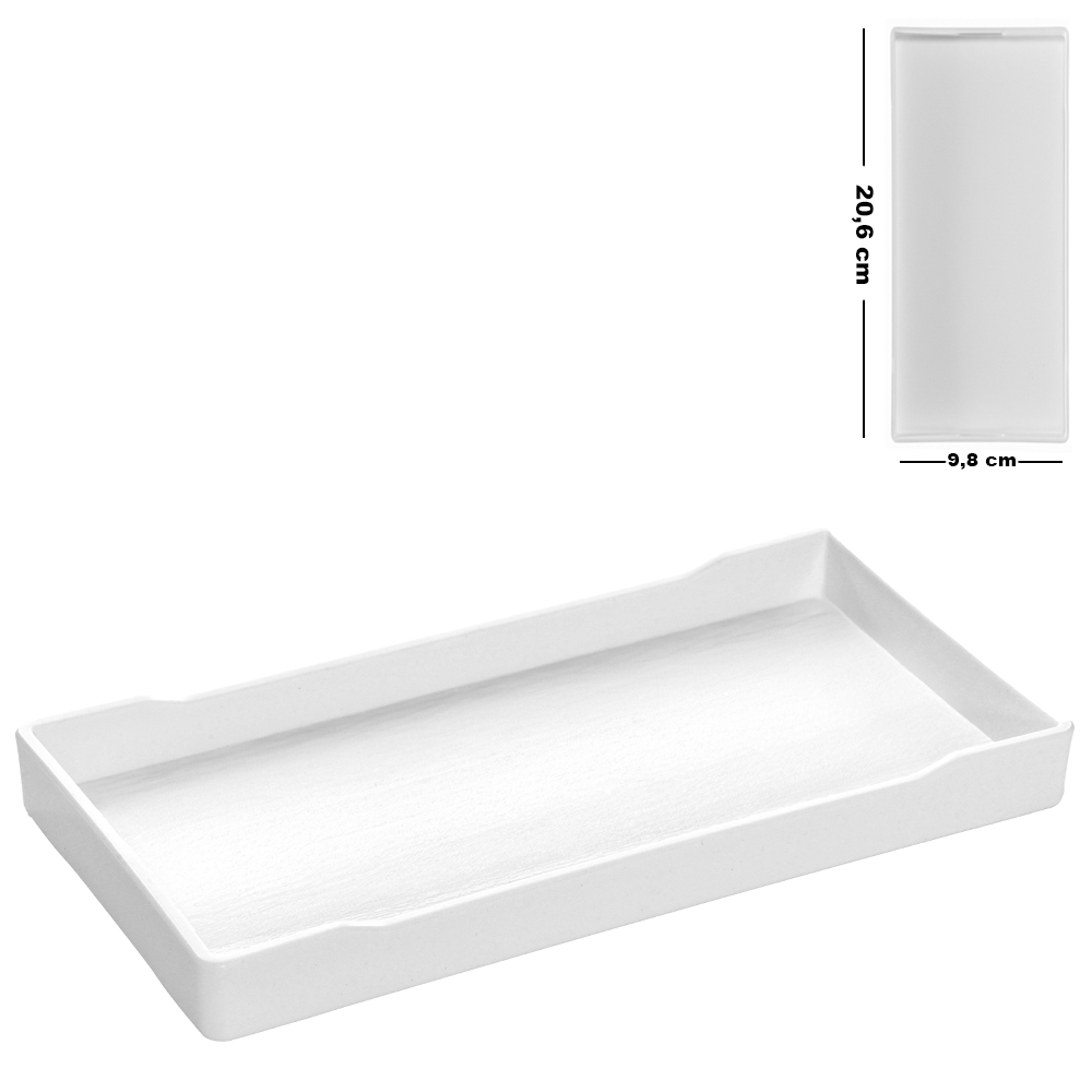 BANDEJA DE PLASTICO RETANGULAR SERENITY 20,6X9,8X2CM