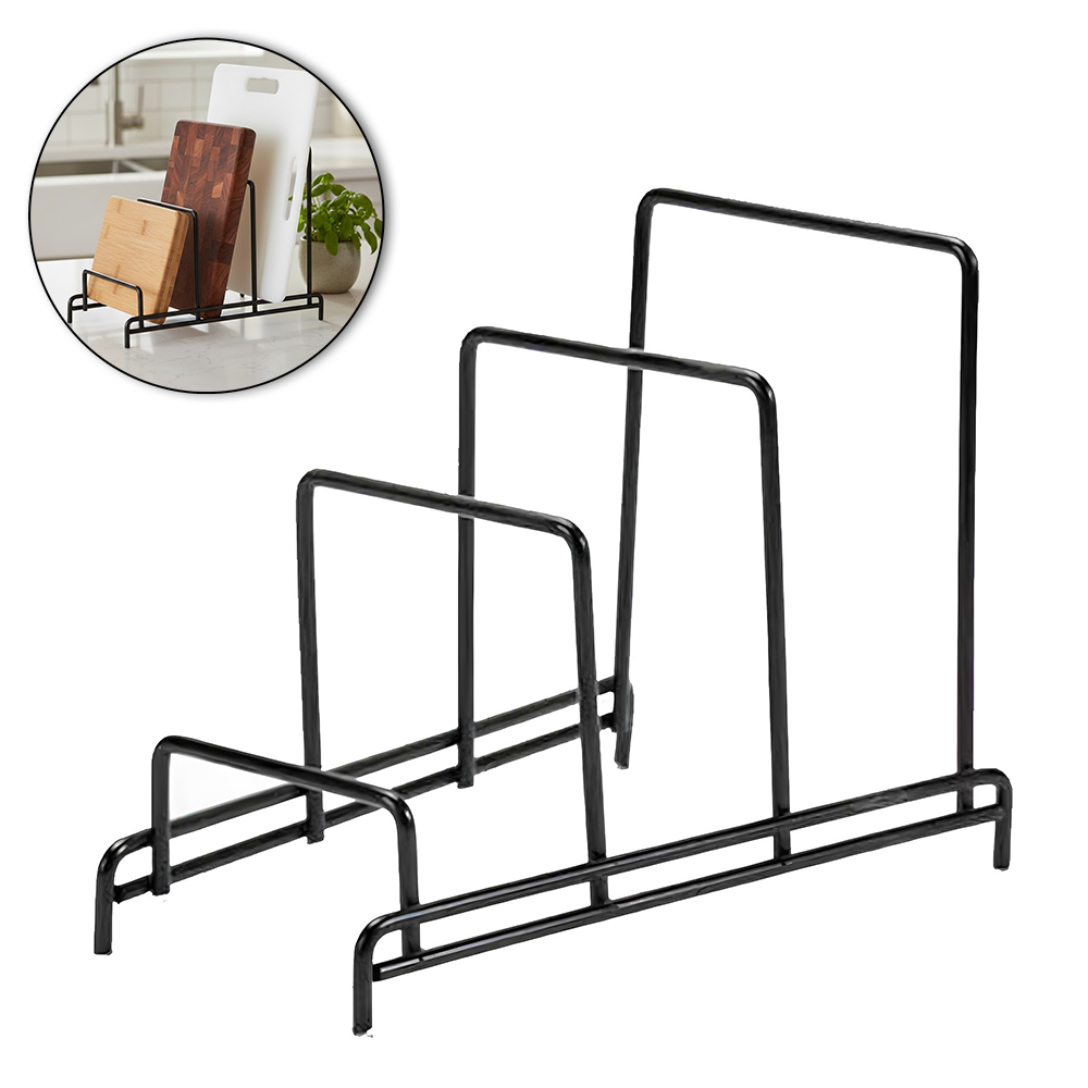 ORGANIZADOR ARAMADO PARA 3 PRATOS / TAMPAS DE PANELAS BLACK 17X13X11CM