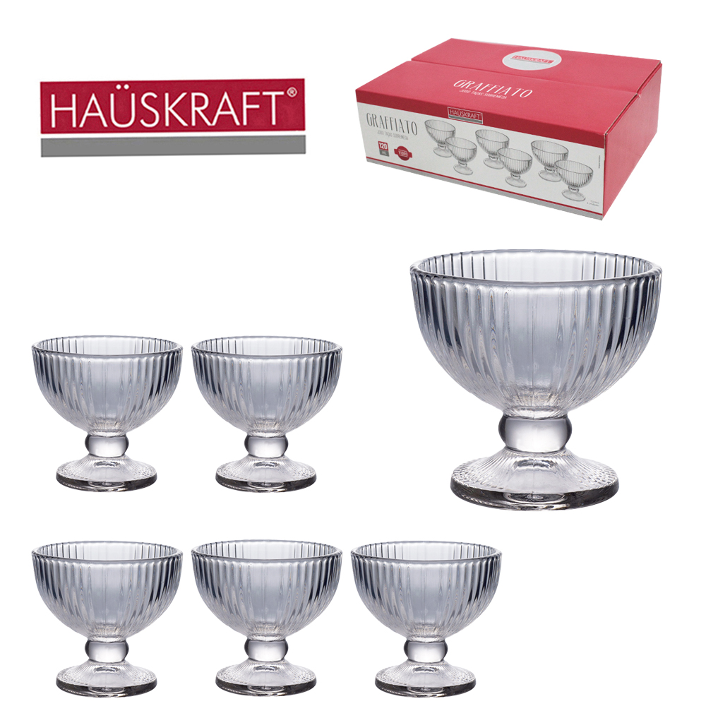JOGO DE TACA DE VIDRO REDONDA PARA SOBREMESA GRAFFIATO HAUSKRAFT COM 6 PECAS 120ML