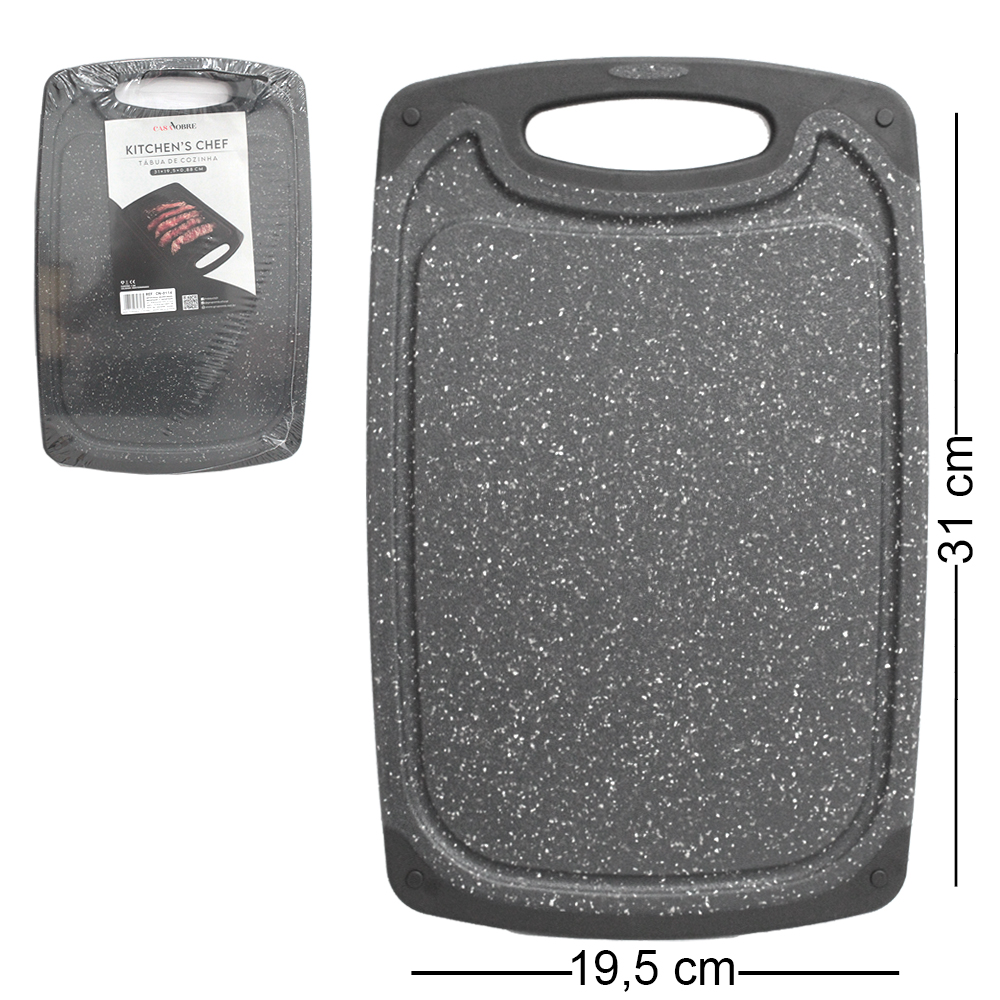 TABUA DE CORTE DE PLASTICO OVAL MARMORE CASA NOBRE KITCHEN'S CHEF 31X19,5CM