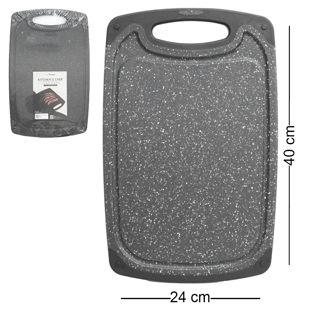 TABUA DE CORTE DE PLASTICO OVAL MARMORE CASA NOBRE KITCHEN'S CHEF 40X24CM