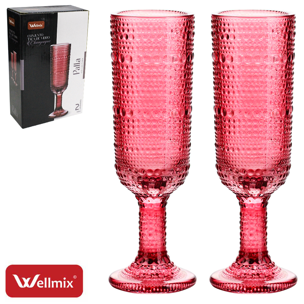 JOGO DE TACA DE VIDRO PARA CHAMPANHE CHAMPAGNE PALLA COLLECTION MARSALA COM 2 PECAS 160ML