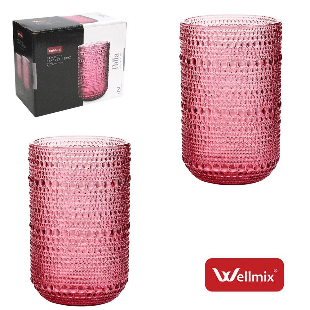 JOGO DE COPO DE VIDRO PREMIUM PALLA COLLECTION MARSALA COM 2 PECAS 450ML