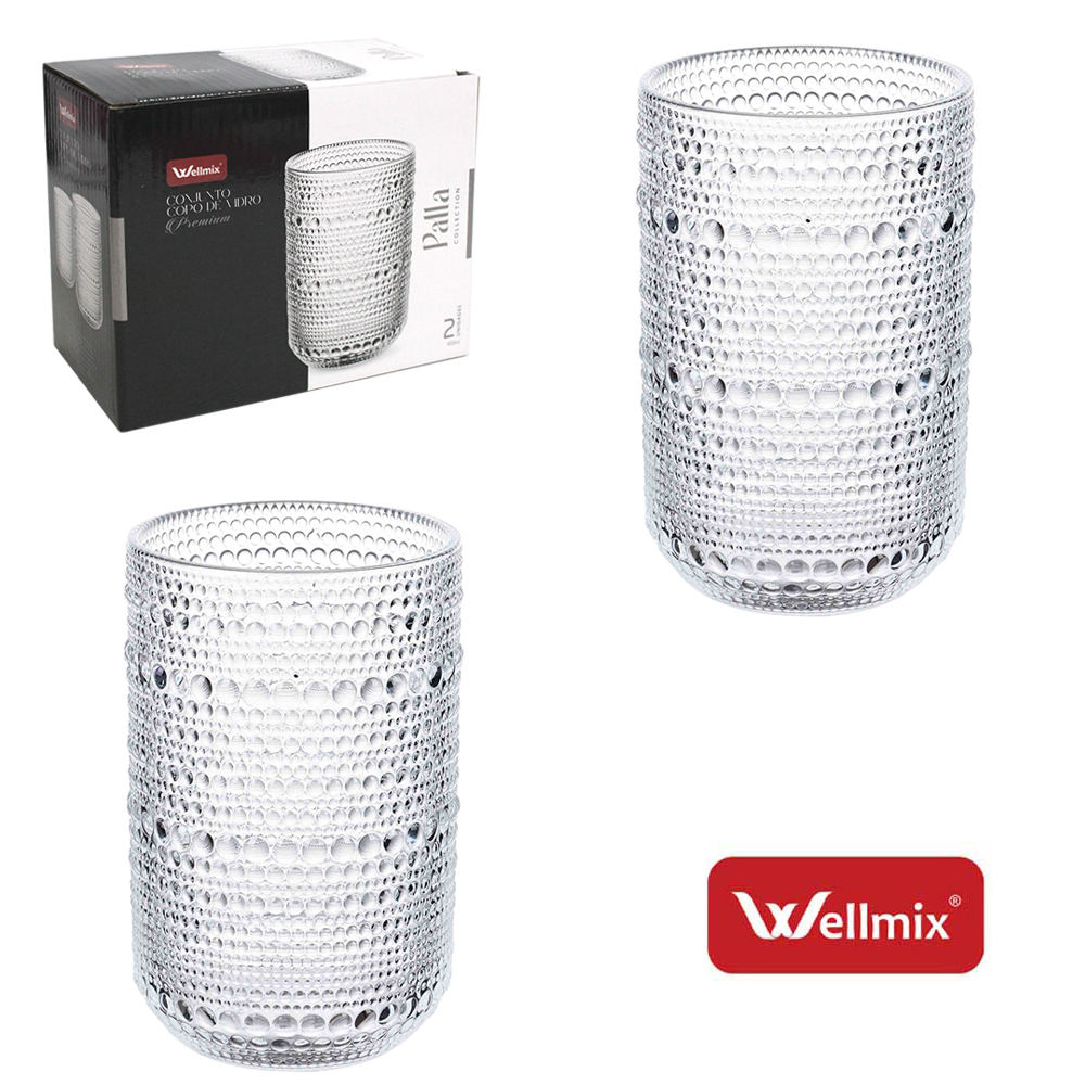 JOGO DE COPO DE VIDRO PREMIUM PALLA COLLECTION TRANSPARENTE COM 2 PECAS 450ML