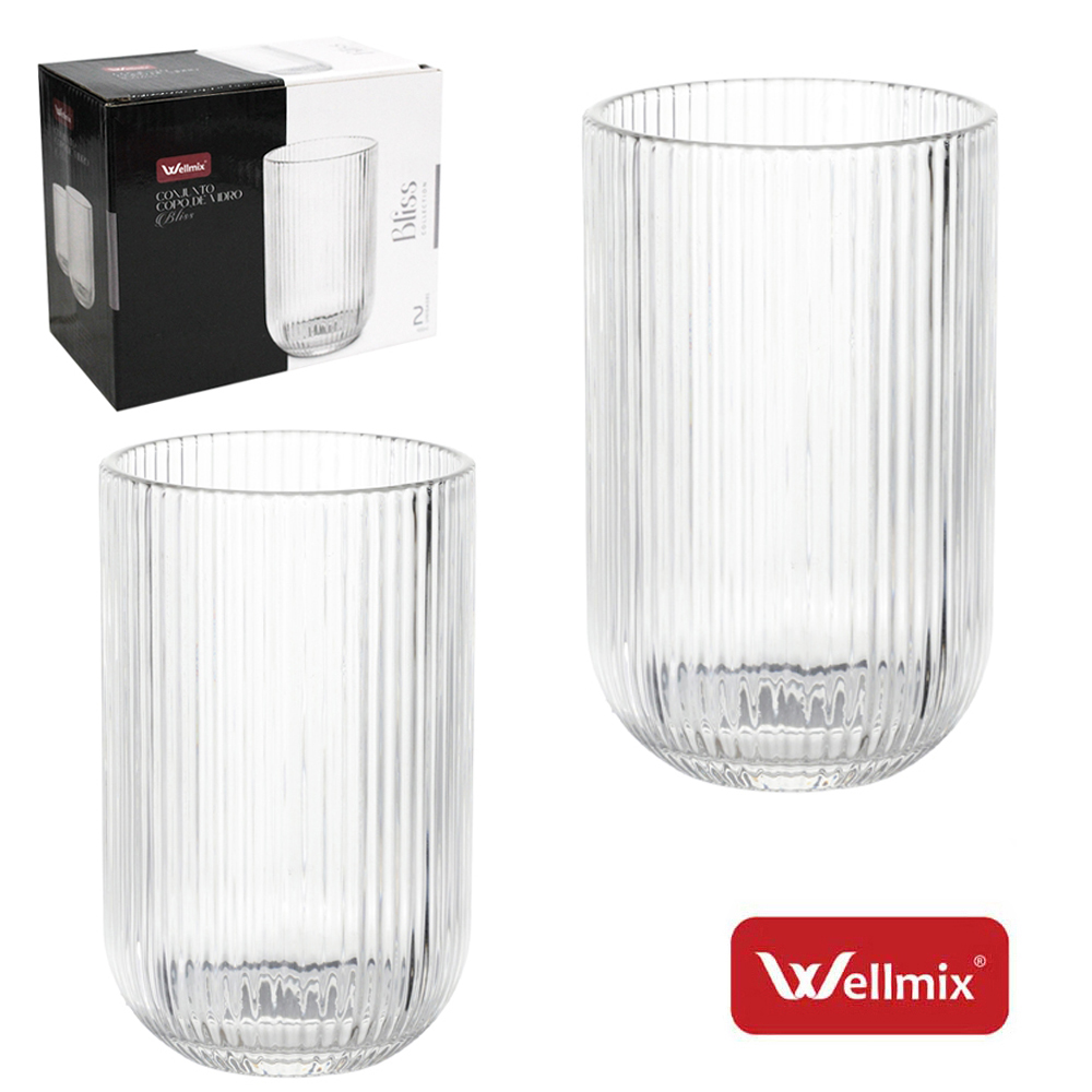 JOGO DE COPO DE VIDRO PREMIUM BLISS COLLECTION TRANSPARENTE COM 2 PECAS 450ML