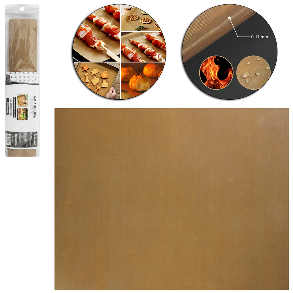 MANTA PROTETORA ANTIADERENTE RETANGULAR PARA FORMAS / CHAPAS / GRILLS / PANELAS 40X33CM