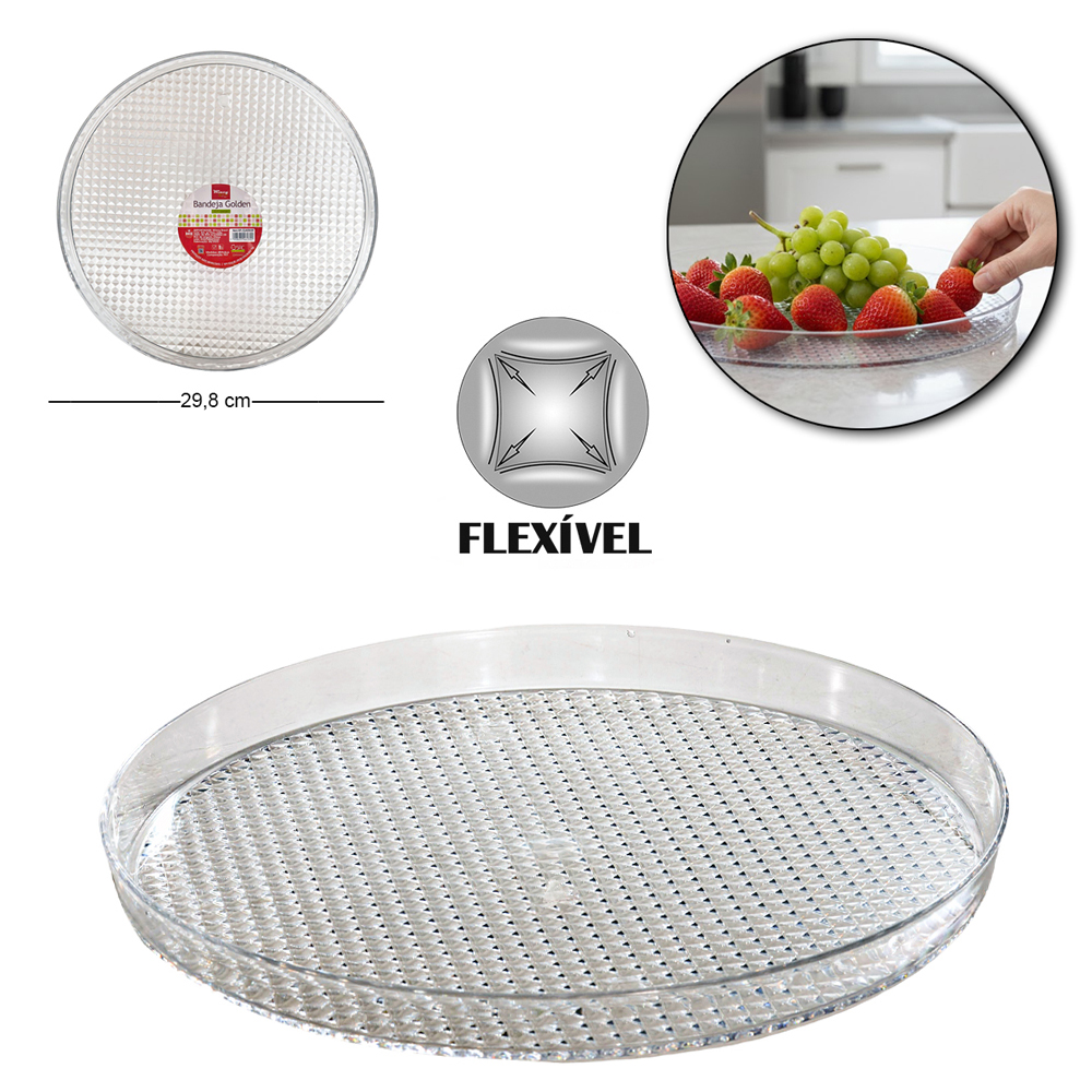 BANDEJA DE PLASTICO PET FLEXIVEL REDONDA GOLDEN 2,5X29,8CM DE Ø