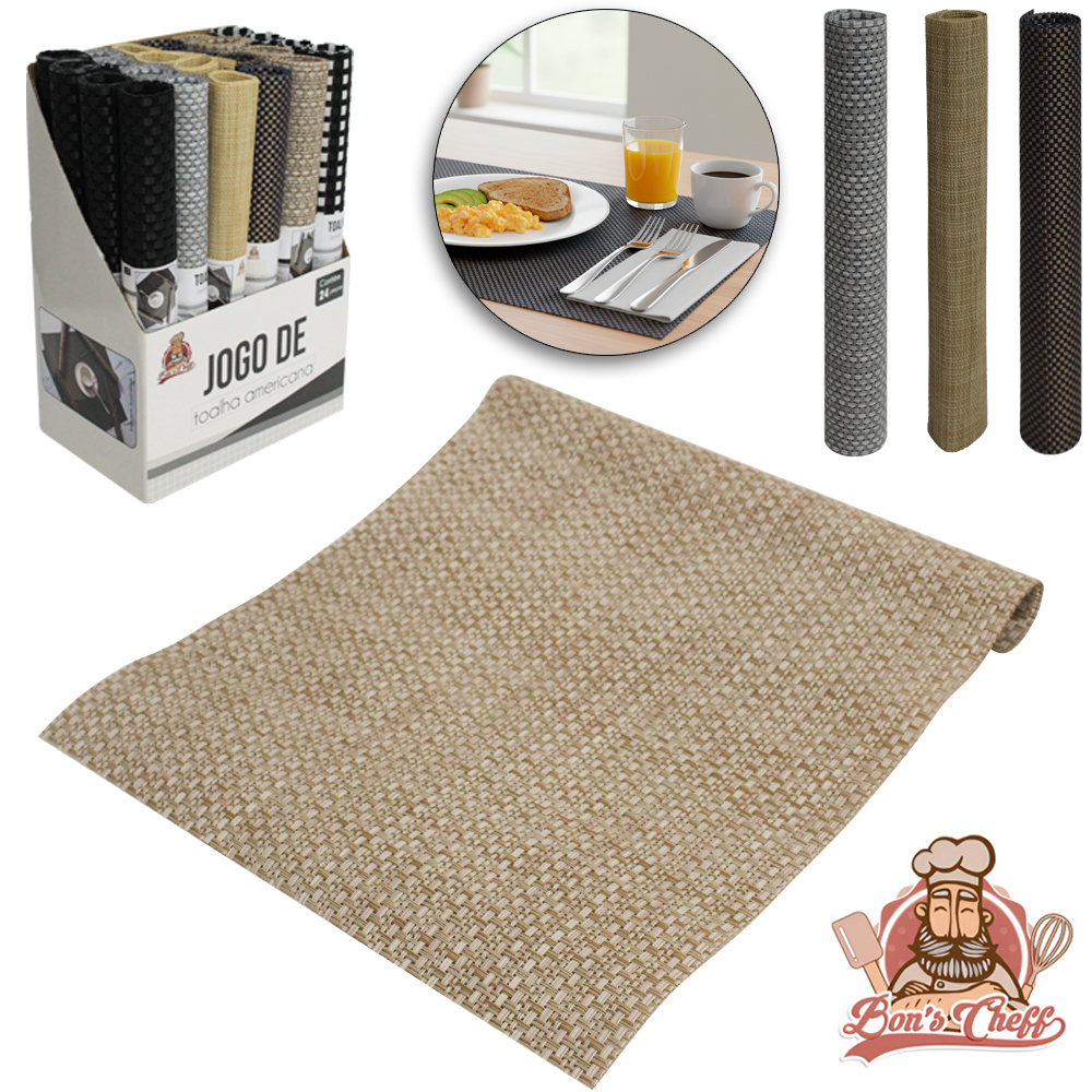 TOALHA LUGAR AMERICANO DE PVC RETANGULAR 45X30CM BONS CHEFF