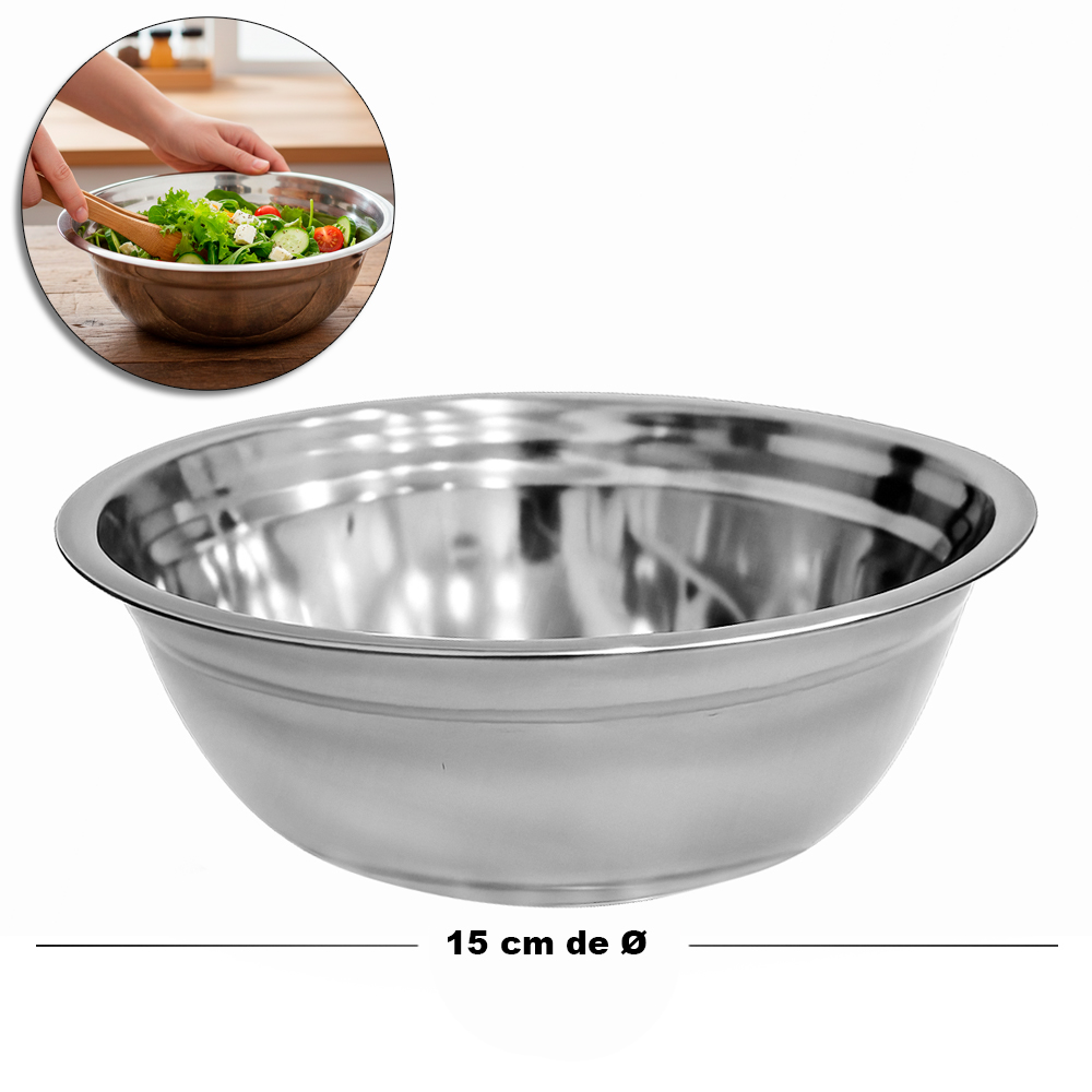 TIGELA REDONDA DE INOX BOWL 650ML 15CM DE Ø