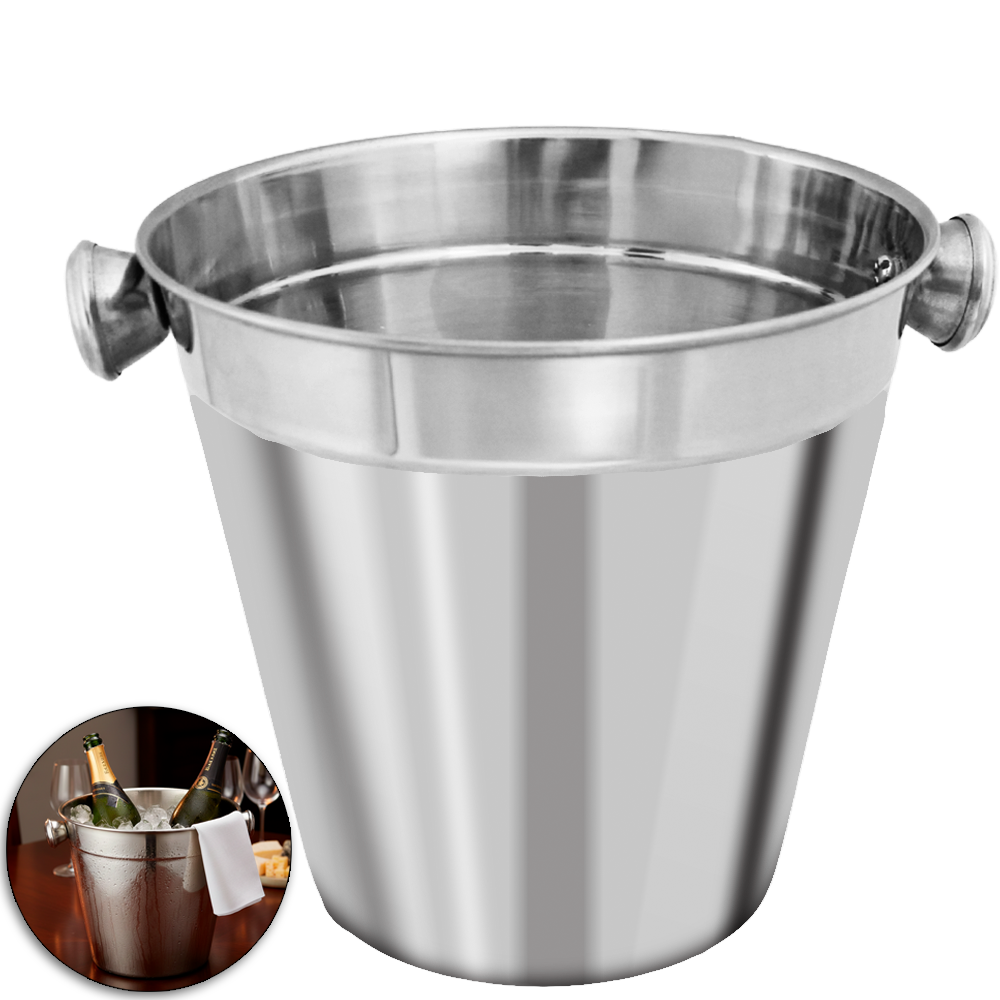 BALDE DE GELO REDONDO DE INOX COM ALCA 1280ML 13,5X14CM DE Ø
