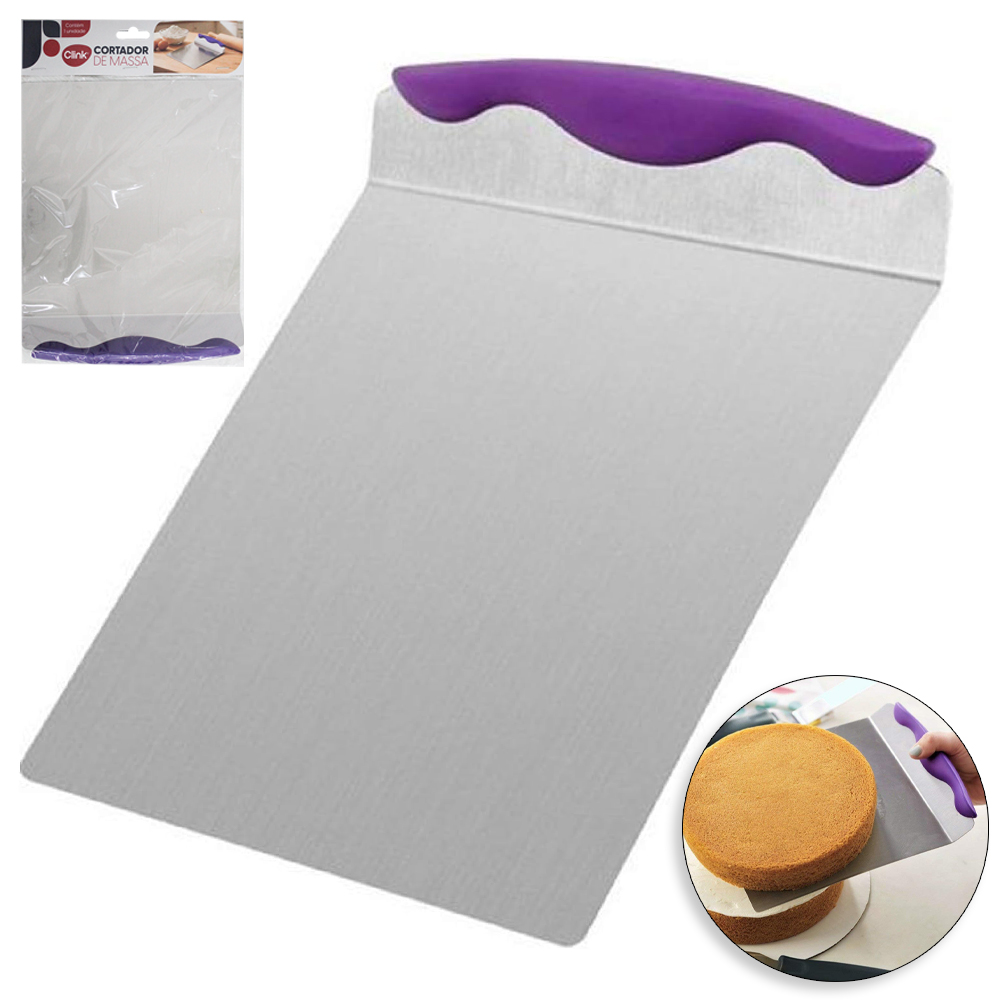 ESPATULA DE COZINHA CORTADOR / RASPADOR DE MASSA DE INOX CABO PLASTICO 24,5X20,2X3,5CM