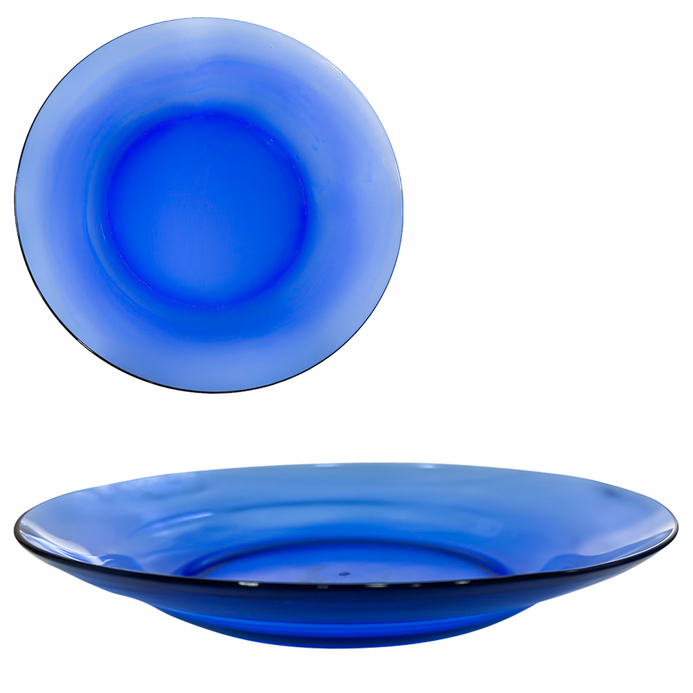PRATO DE VIDRO FUNDO LISO PACIFICO AZUL 22,6CM DE Ø