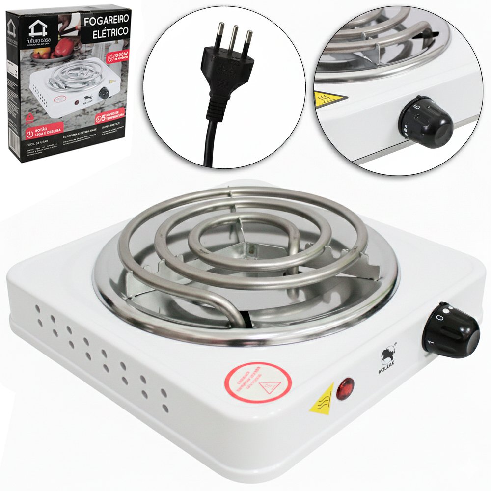 FOGAREIRO / FOGAO ELETRICO PORTATIL ESPIRAL 1 BOCA 220V BRANCO 1000W RELINX