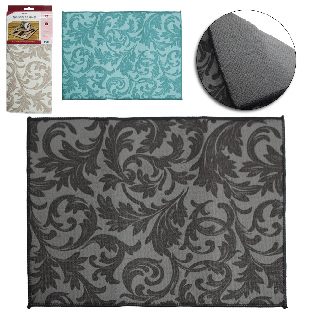 ESCORREDOR DE LOUCAS DE TECIDO / MICROFIBRA ARABESCO FACILE 40X30CM