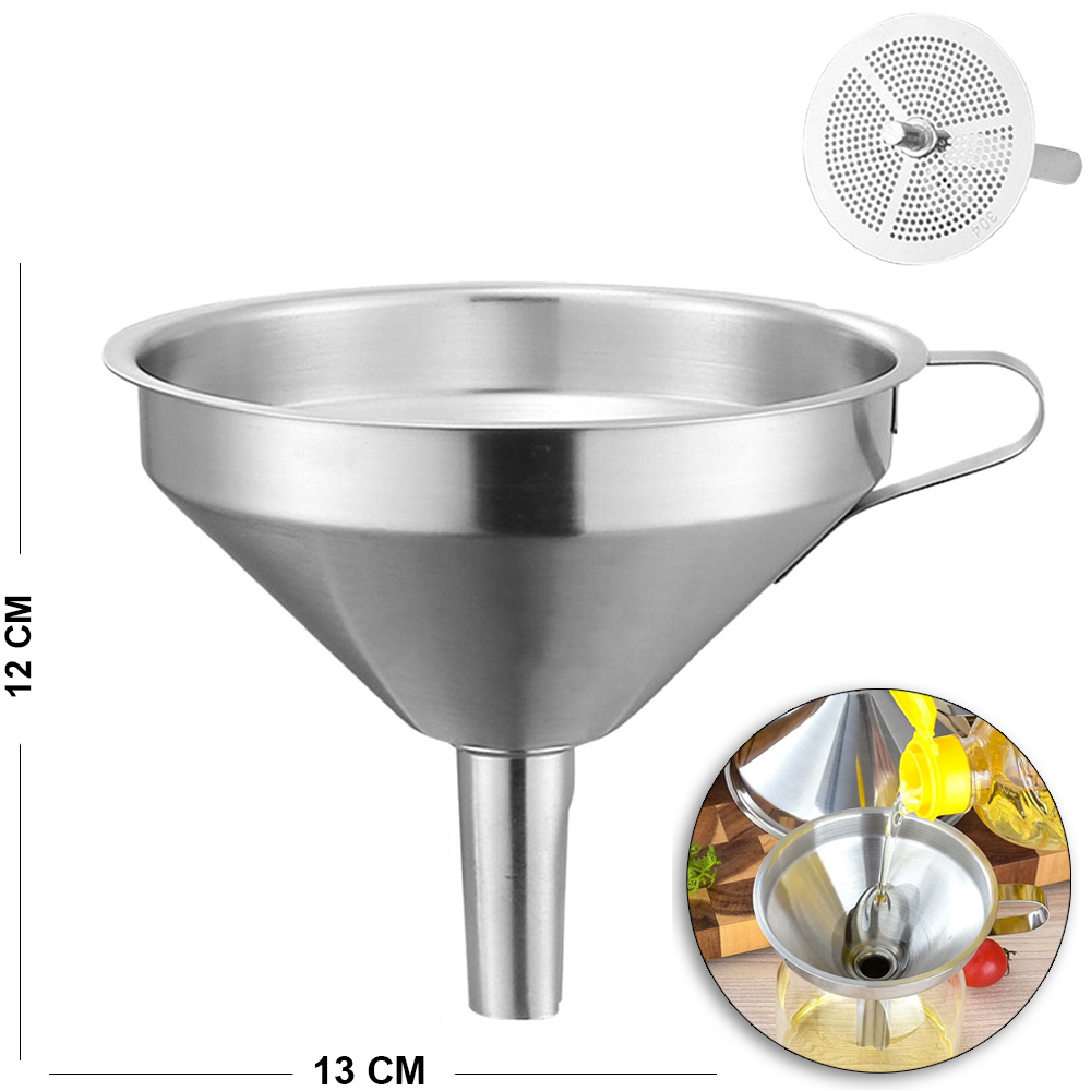 FUNIL DE INOX COM ALCA 12X13CM DE Ø