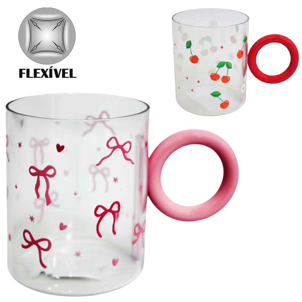 CANECA DE PLASTICO PET FLEXIVEL COM ALCA REMOVIVEL 430ML