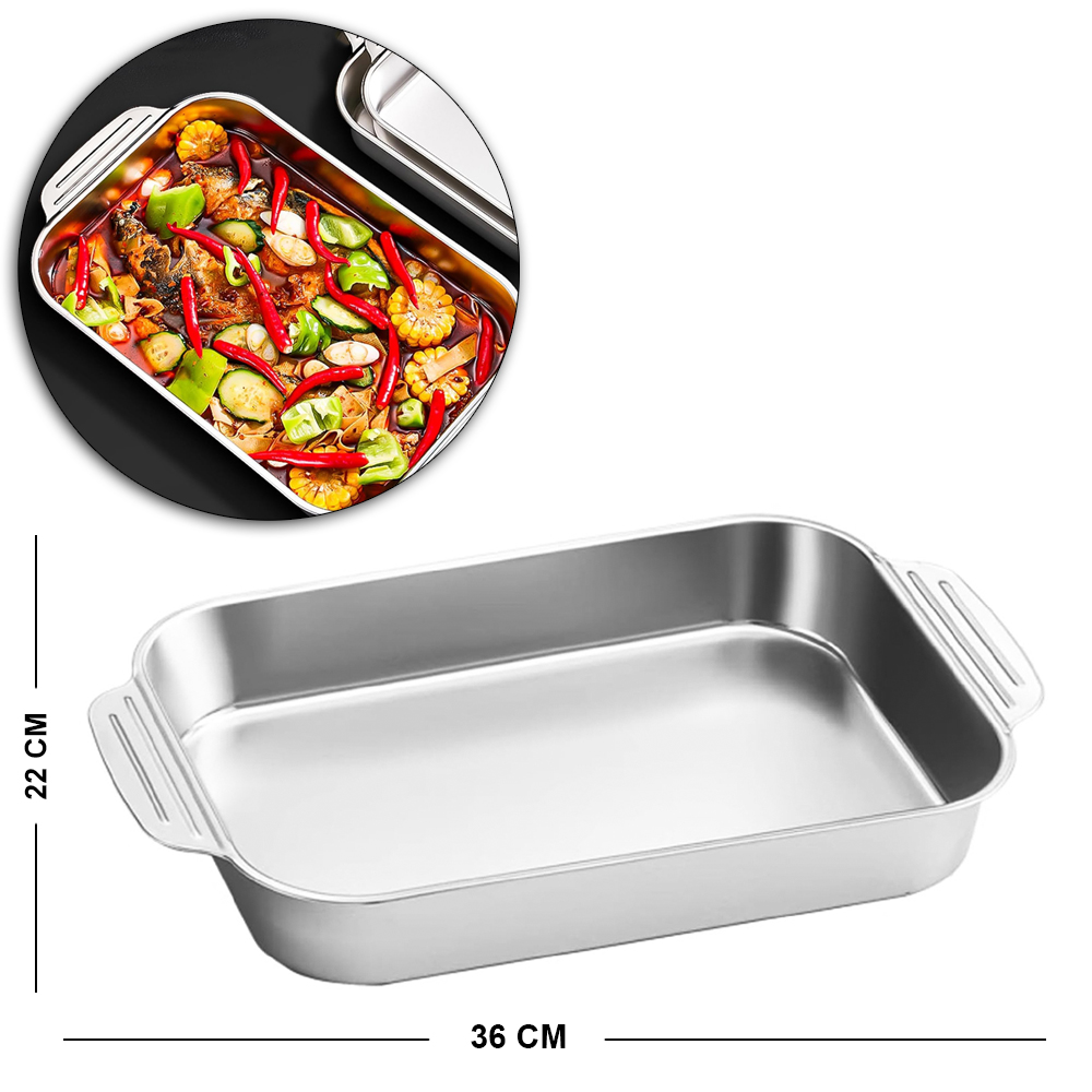 TRAVESSA RETANGULAR DE METAL COM ALCA 3,2L 36X22X7CM