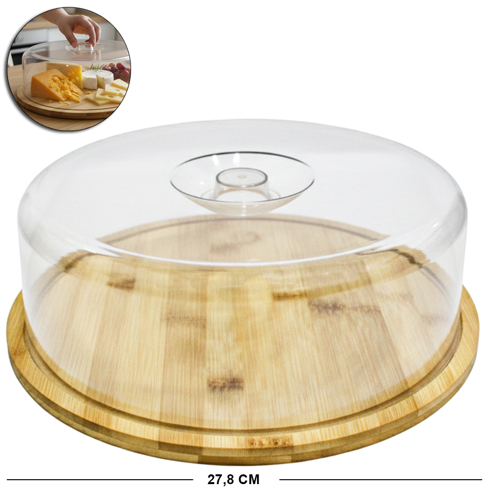 BOLEIRA DE BAMBU COM TAMPA DE PLASTICO PET FLEXIVEL FACILE 9X27,8CM DE Ø