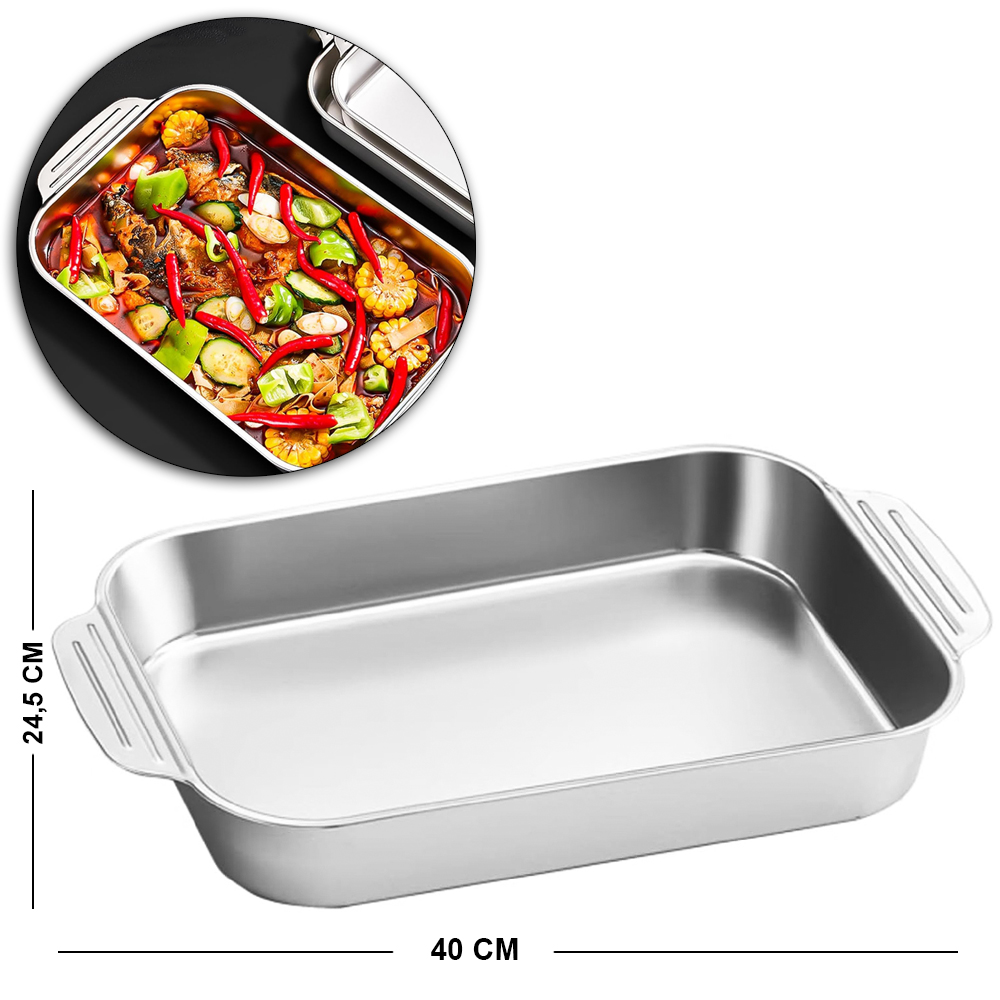 TRAVESSA RETANGULAR DE METAL COM ALCA 4L 40X24,5X7CM