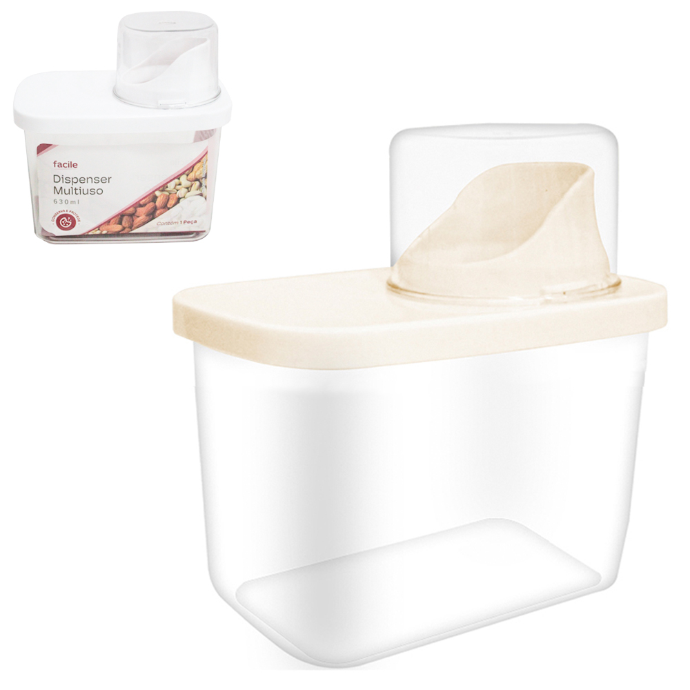 DISPENSER MULTIUSO DE PLASTICO PET FLEXIVEL COM COPO TAMPA GRADUADO FACILE 630 / 100ML