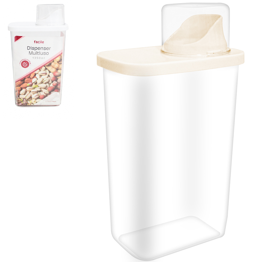 DISPENSER MULTIUSO DE PLASTICO PET FLEXIVEL COM COPO TAMPA GRADUADO FACILE 1350 / 100ML