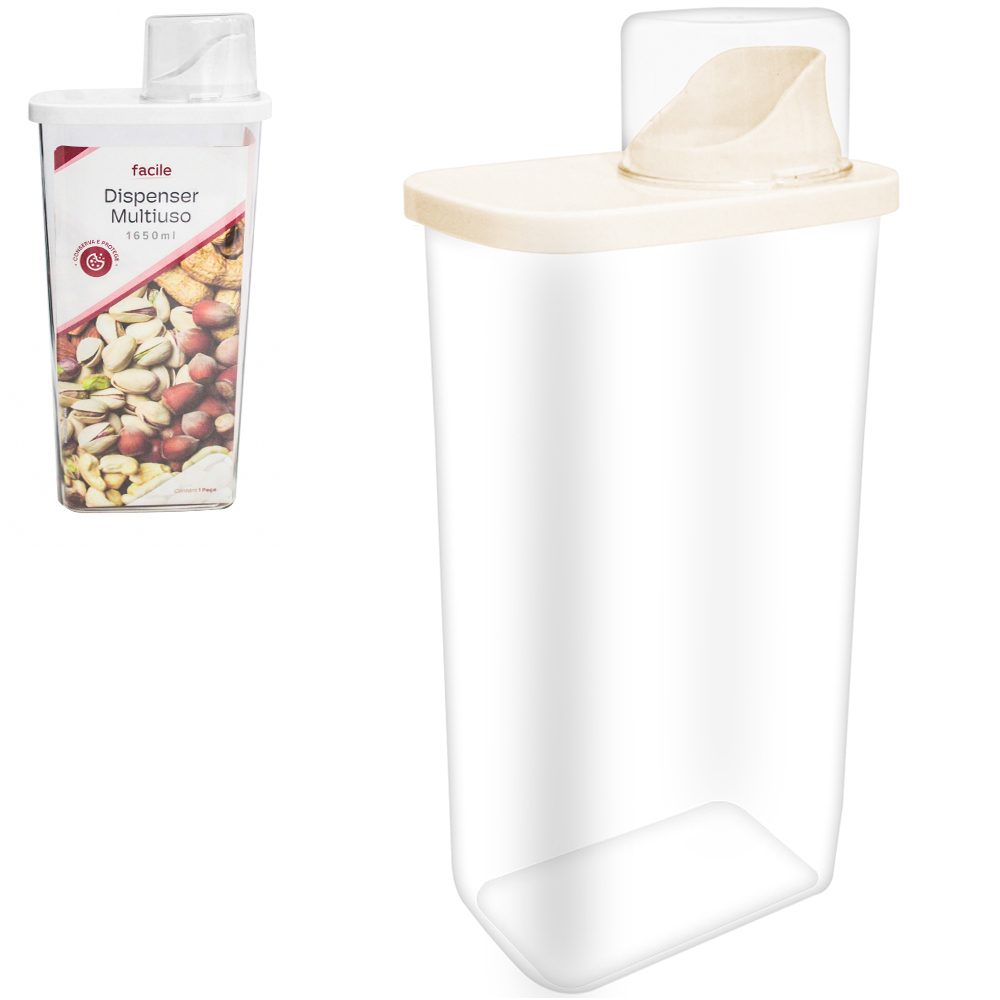 DISPENSER MULTIUSO DE PLASTICO PET FLEXIVEL COM COPO TAMPA GRADUADO FACILE 1650 / 100ML