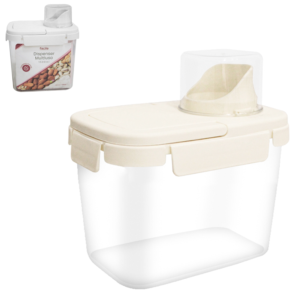 DISPENSER MULTIUSO DE PLASTICO PET FLEXIVEL COM COPO TAMPA GRADUADO + TRAVA E ALCA FACILE 1500 / 100ML