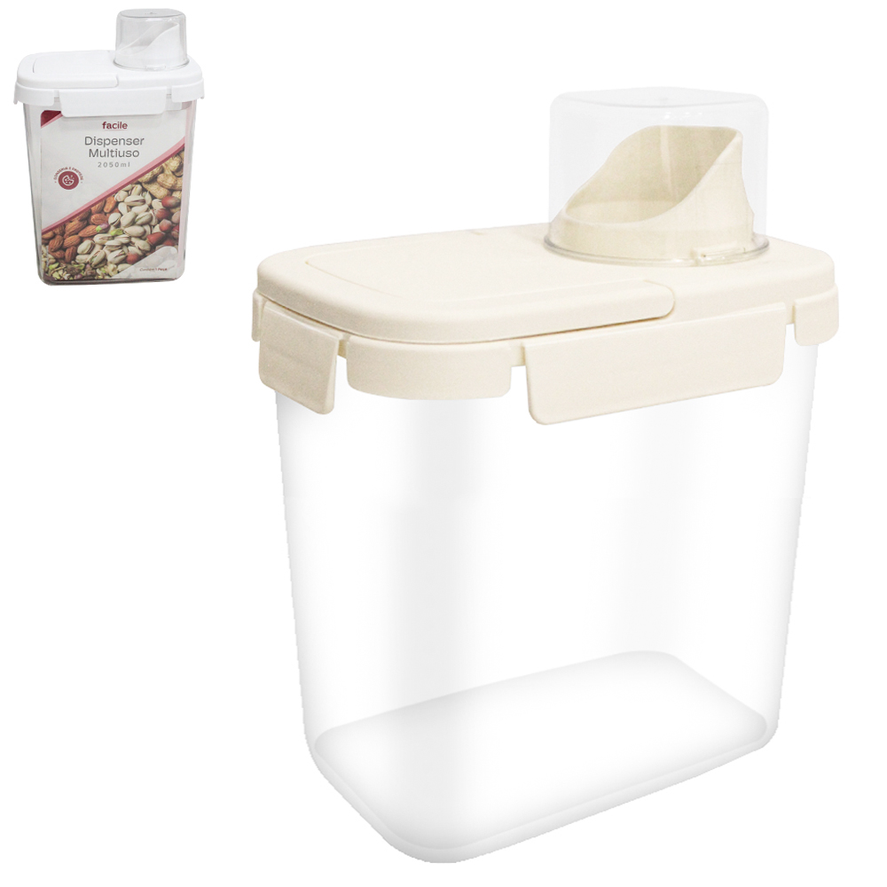 DISPENSER MULTIUSO DE PLASTICO PET FLEXIVEL COM COPO TAMPA GRADUADO + TRAVA E ALCA FACILE 2050 / 100ML