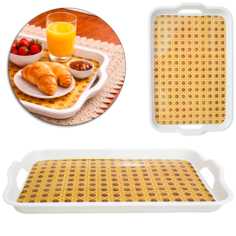 BANDEJA DE PLASTICO RETANGULAR COM ALCA 32,8X22,3CM