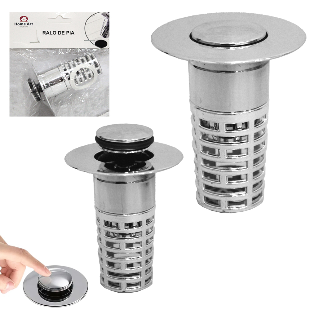 RALO DE PIA INTELIGENTE DE CLICK COM COLETOR DE PLASTICO METALIZADO PRATA 7X6CM DE Ø 
