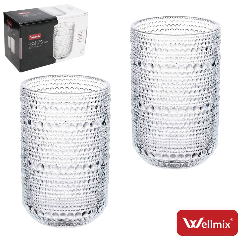 JOGO DE COPO DE VIDRO PREMIUM PALLA COLLECTION TRANSPARENTE COM 2 PECAS 280ML