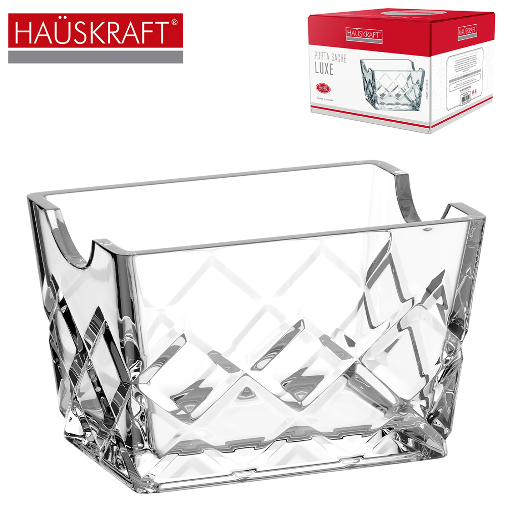 PORTA SACHE DE VIDRO RETANGULAR LUXE HAUSKRAFT 9X6X5CM