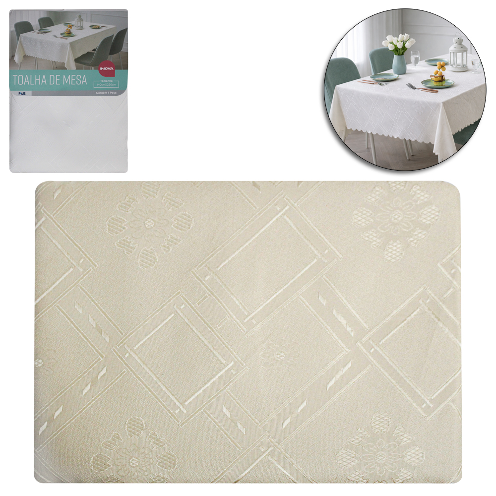 TOALHA DE MESA DE POLIESTER RETANGULAR INOVA 220X140CM
