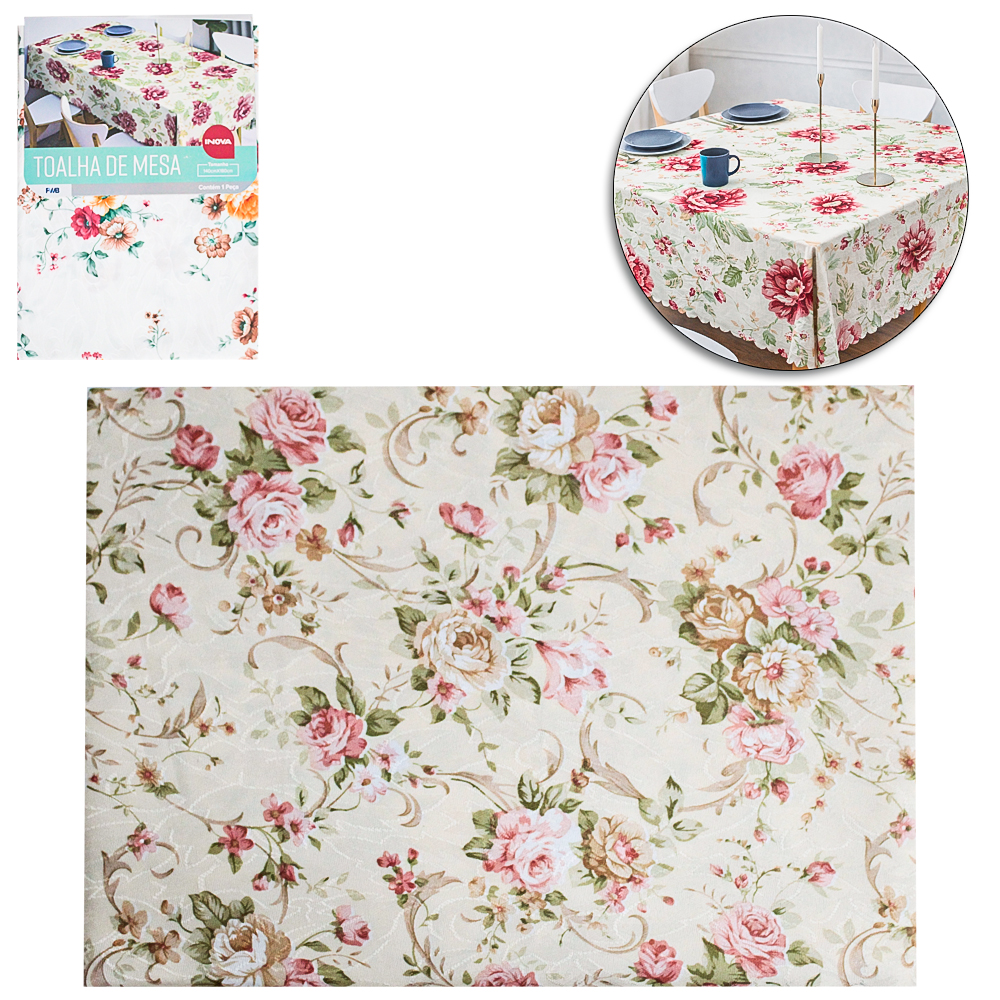 TOALHA DE MESA DE POLIESTER RETANGULAR INOVA 180X140CM
