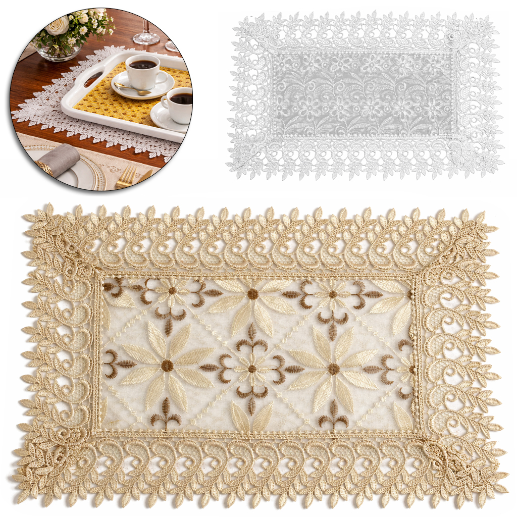 TOALHA LUGAR AMERICANO DE RENDA ( POLIESTER ) RETANGULAR 45X30CM